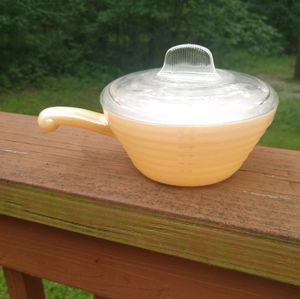 Fire King Peach Luster Beehive Soup Bowl and lid